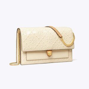 Tory Burch T Monogram Patent Embossed Chain Wallet bag